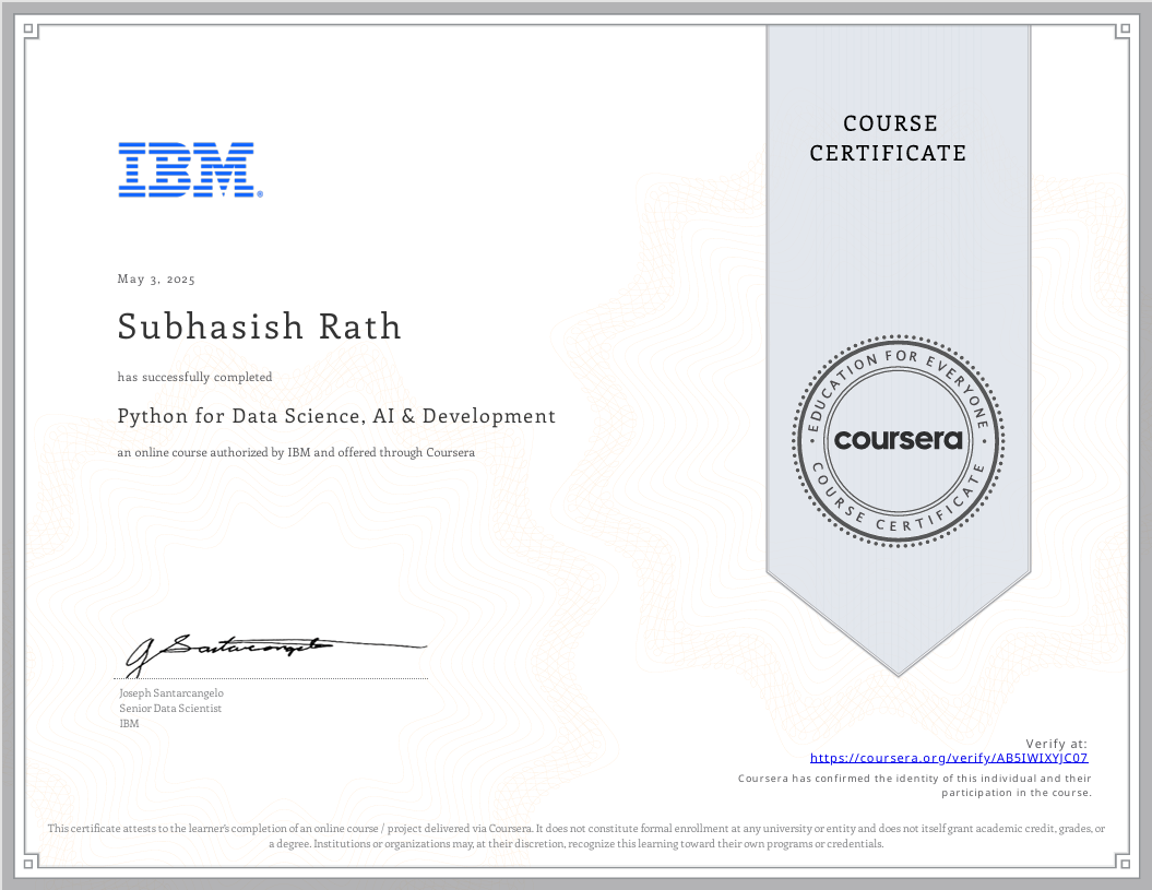 Python for Data Science, AI & Development